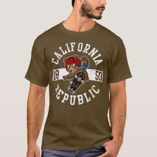 カリフォルニア共和国ベアスケータースケートボード Tシャツ