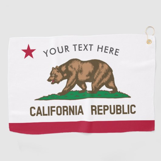 カリフォルニア共和国国パーソナライズされた旗 ゴルフタオル (横)