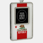 カリフォルニア共和国国旗レッドスターデザイン シルバープレートフレームオーナメント (右)