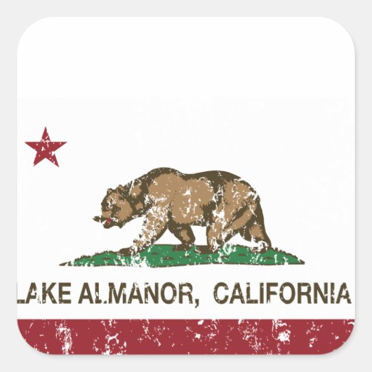 カリフォルニア共和国国旗Lake Almanor スクエアシール (正面)