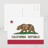 カリフォルニア共和国州の旗 ベア ポストカード (正面/裏面)