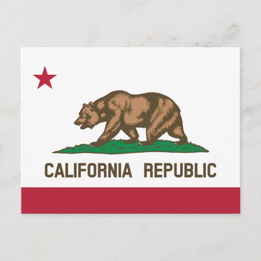 カリフォルニア共和国州の旗 ベア ポストカード (正面)