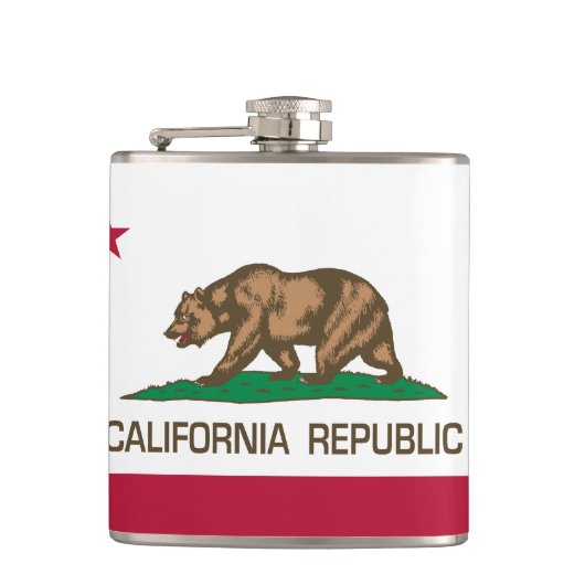 カリフォルニア共和国州旗ベアフラッグ フラスク (正面)