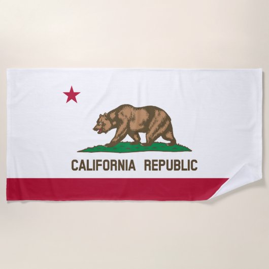カリフォルニア共和国州旗 ビーチタオル (正面)