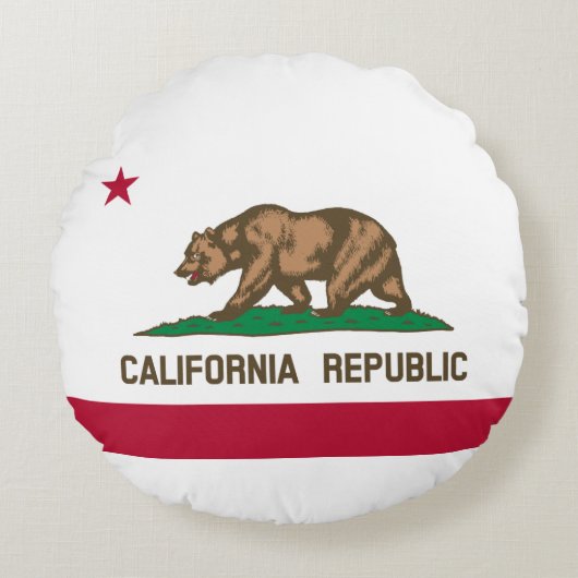 カリフォルニア共和国州旗 ラウンドクッション (正面)