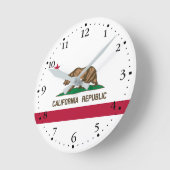 カリフォルニア共和国州旗 ラウンド壁時計 (傾斜)
