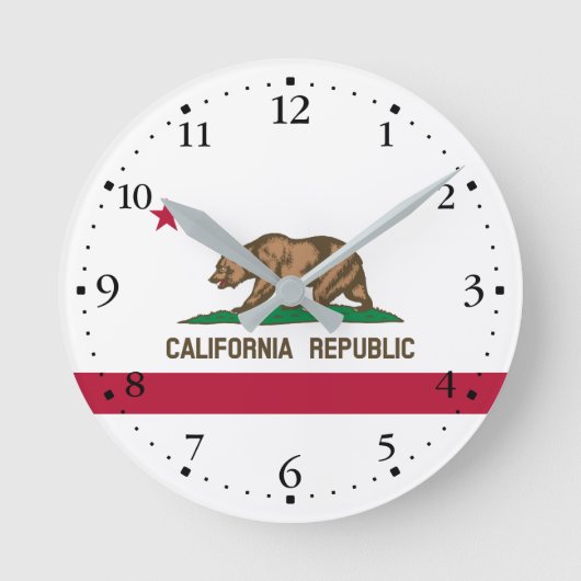 カリフォルニア共和国州旗 ラウンド壁時計 (正面)
