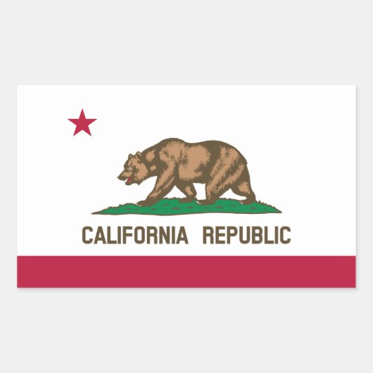 カリフォルニア共和国州旗 長方形シール (正面)
