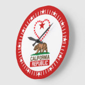 カリフォルニア共和国赤星ラブダイヤルデコールオンア ラージ壁時計 (傾斜)