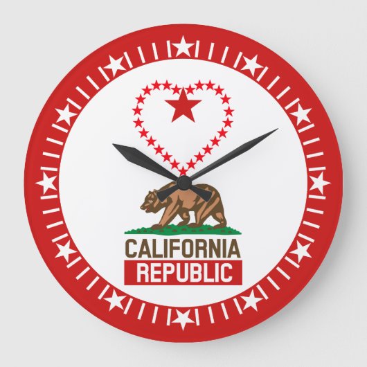 カリフォルニア共和国赤星ラブダイヤルデコールオンア ラージ壁時計 (正面)