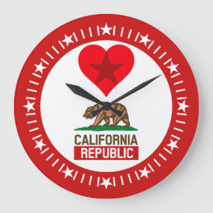 カリフォルニア共和国赤星ラブダイヤルデコールオンア ラージ壁時計