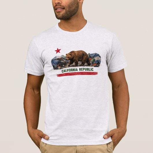 カリフォルニア共和国: テントシティベア – 風刺Tシャツ Tシャツ (正面)