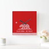 カリフォルニア共和国（白） スクエア壁時計 (ホーム)
