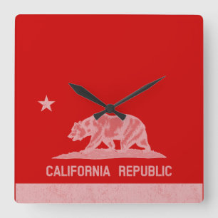カリフォルニア共和国(白) スクエア壁時計