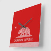 カリフォルニア共和国（白） スクエア壁時計 (傾斜)