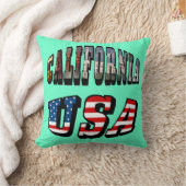 カリフォルニア写真と米国国旗の文字 クッション (ブランケット)