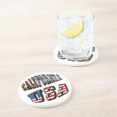 カリフォルニア写真と米国国旗の文字 コースター (側面)