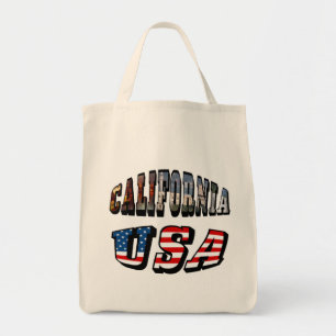 カリフォルニア写真と米国国旗の文字 トートバッグ