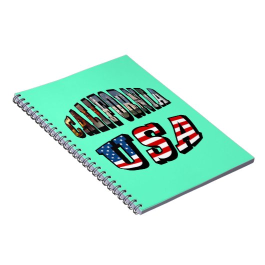カリフォルニア写真と米国国旗の文字 ノートブック (右側)