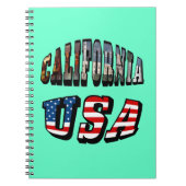 カリフォルニア写真と米国国旗の文字 ノートブック (正面)