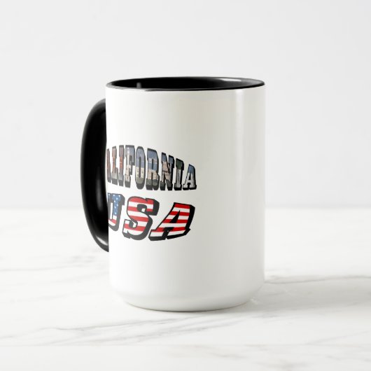 カリフォルニア写真と米国国旗の文字 マグカップ (正面左)