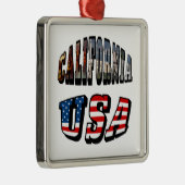 カリフォルニア写真と米国国旗の文字 メタルオーナメント (右)