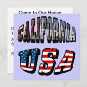 カリフォルニア写真と米国国旗の文字 招待状 (正面/裏面)