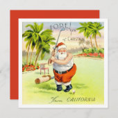 カリフォルニア出身のヴィンテージクリスマスサンタゴルフ シーズンカード (正面/裏面)