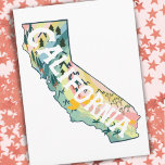 カリフォルニア図解入りの、写真付きのの地図 ポストカード<br><div class="desc">このカラフル州マップスケッチを確認。私の店に行って他の州と一致するアイテムを見る！</div>