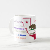 カリフォルニア国家および都市マグ コーヒーマグカップ (正面左)