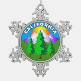 カリフォルニア国立公園の森林屋外の自然 スノーフレークピューターオーナメント