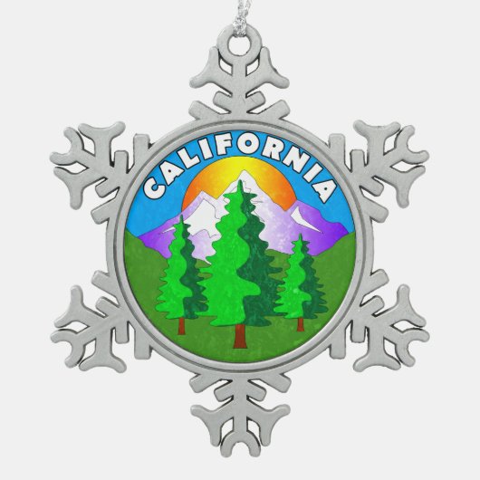 カリフォルニア国立公園の森林屋外の自然 スノーフレークピューターオーナメント (正面)