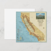 カリフォルニア国立公園 ヴィンテージ地図アート シーズンカード (正面/裏面)