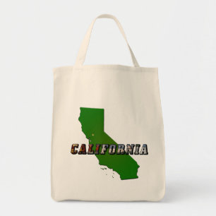 カリフォルニア地図と写真文字 トートバッグ