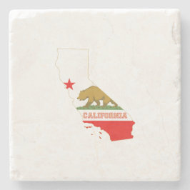 カリフォルニア地図によって形づけられる州の旗 ストーンコースター
