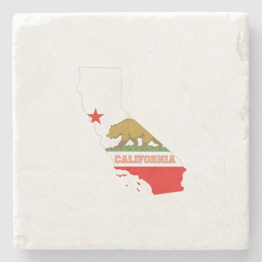 カリフォルニア地図によって形づけられる州の旗 ストーンコースター (正面)