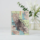 カリフォルニア地図アート ポストカード (スタンド正面)