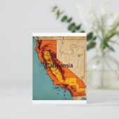 カリフォルニア地図イラスト ポストカード (スタンド正面)