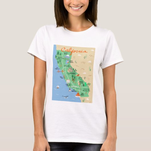 カリフォルニア地図シャツ Tシャツ (正面)