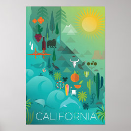 カリフォルニア地図プリント ポスター