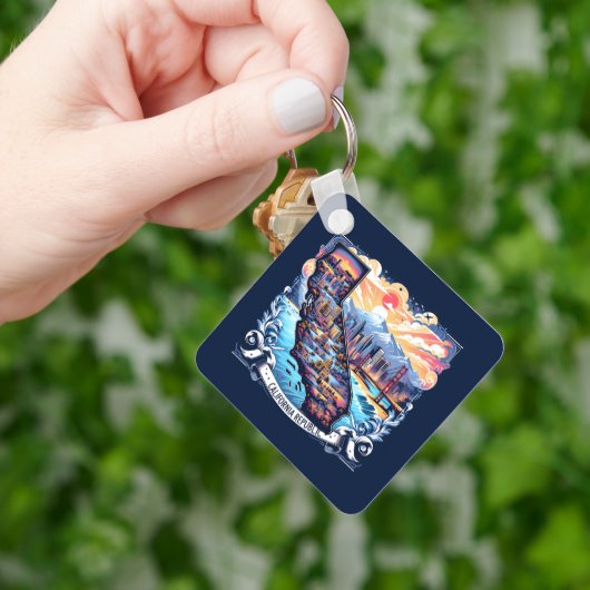 カリフォルニア地図ベクトルアート キーホルダー (手)