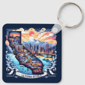 カリフォルニア地図ベクトルアート キーホルダー (裏面)