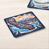 カリフォルニア地図ベクトルアート スクエアペーパーコースター (アングル)