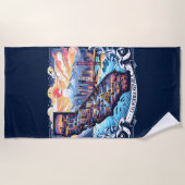 カリフォルニア地図ベクトルアート ビーチタオル (正面)