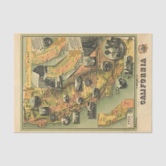 カリフォルニア地図 薄葉紙 (正面)