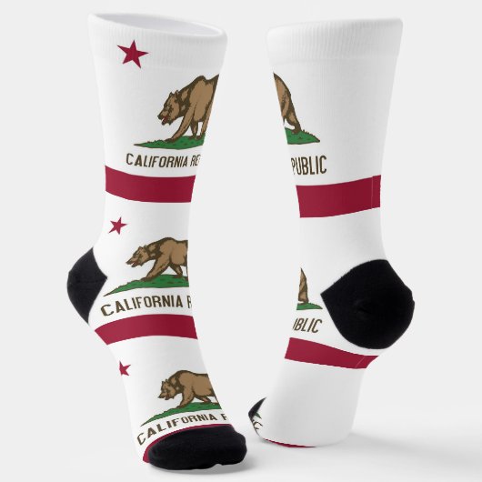 カリフォルニア地球に優し州旗を持つ女性用靴下 ソックス (傾斜あり)