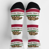 カリフォルニア地球に優し州旗を持つ男性クルー用ソックス ソックス (上部)