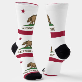 カリフォルニア地球に優し州旗を持つ男性クルー用ソックス ソックス