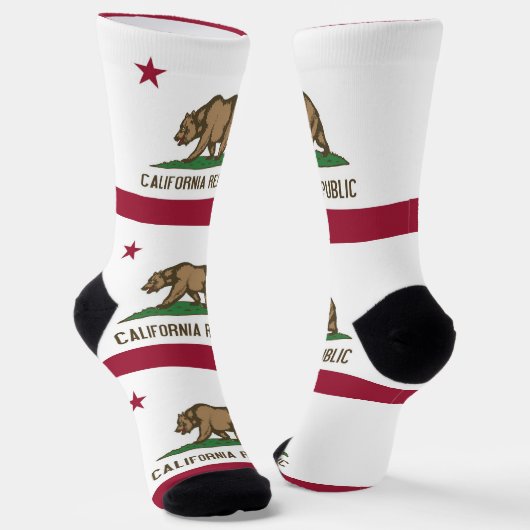 カリフォルニア地球に優し州旗を持つ男性クルー用ソックス ソックス (傾斜あり)