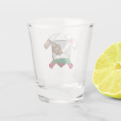 カリフォルニア地質学者のロックハンマーのロゴ ショットグラス (裏面)